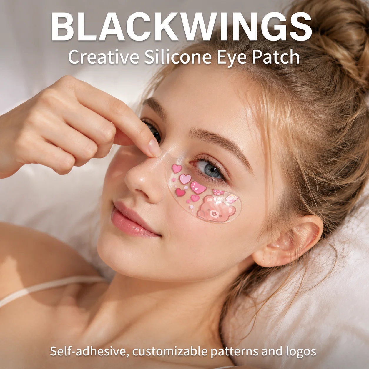 BLACKWINGS Silikon-Augenklappe Wiederverwendbar Original-Design Wimpernverlängerungs-Maske | Hautspezifisches Pflegepflaster | Originalmuster Essent – Detail 11