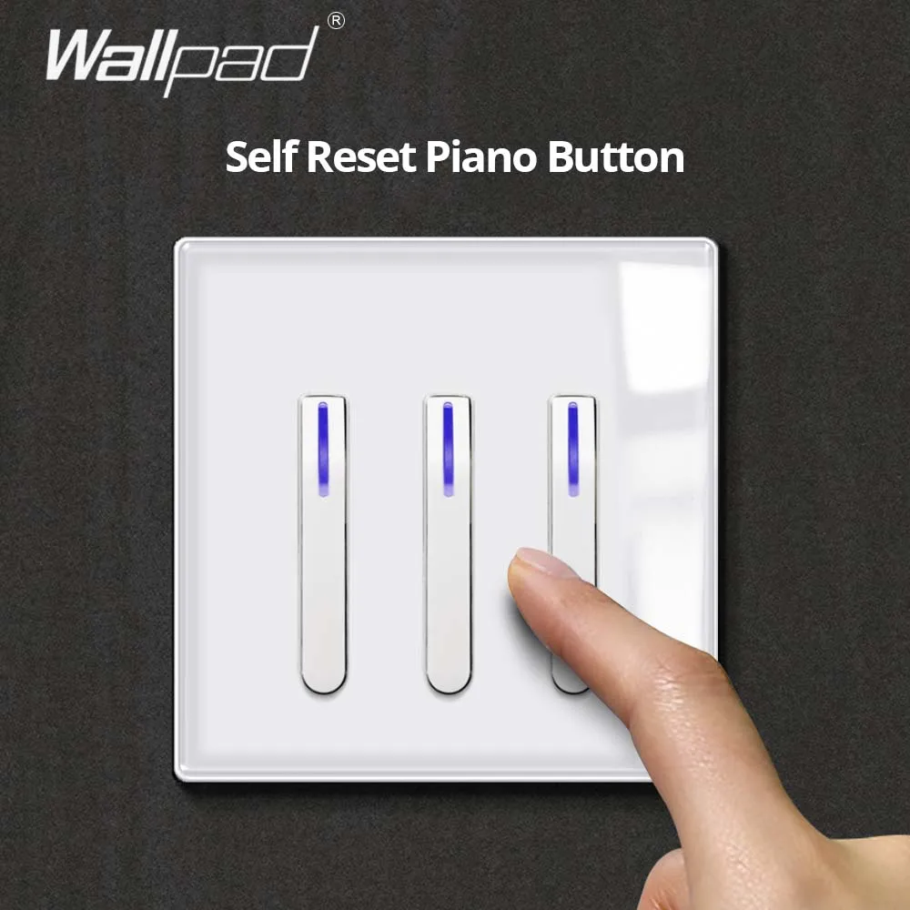 Wallpad Piano Knop Wit Glas Panel Met Led Indicator Muur Light Switch En Socket Set Rocker Grote Knop Elektrische Outlet