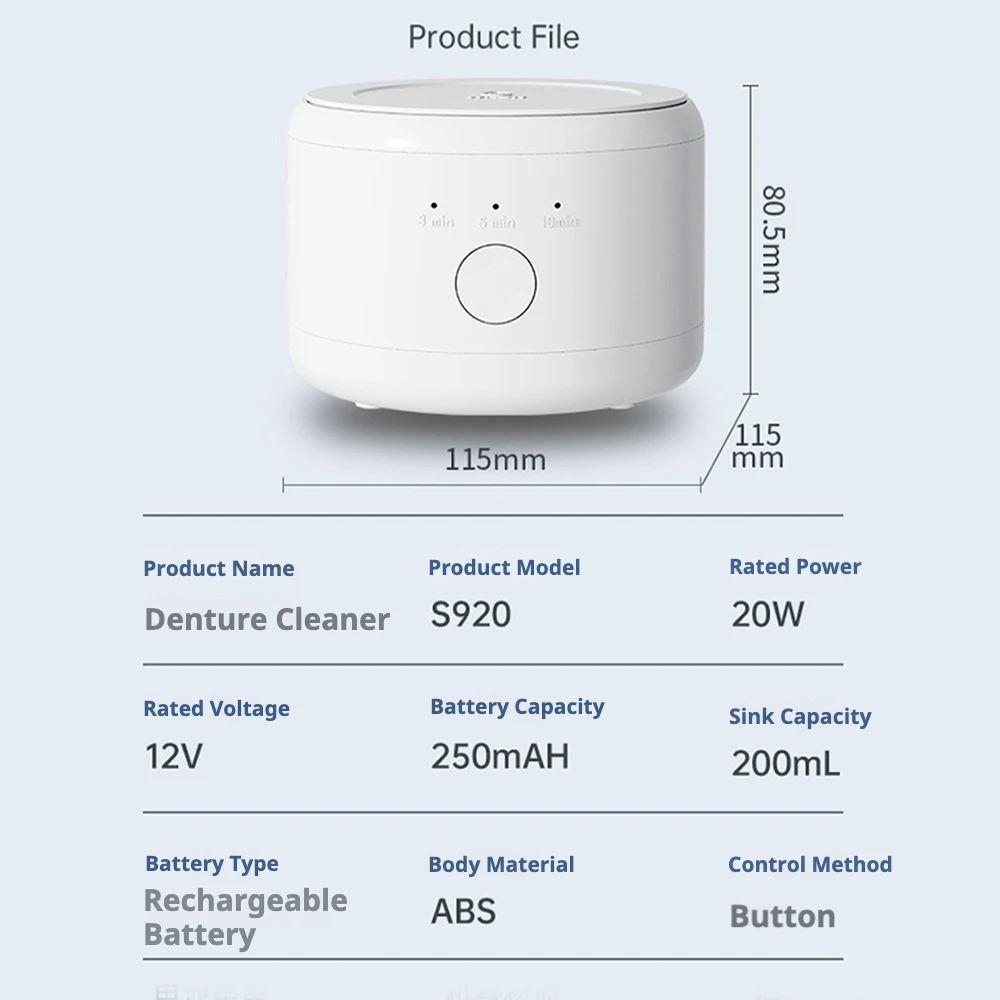 Portable Ultrasonic Retainer Cleaner Machine for Dentures Retainer Mouth Guard Aligner Whitening Trays Personal Oral Supplies