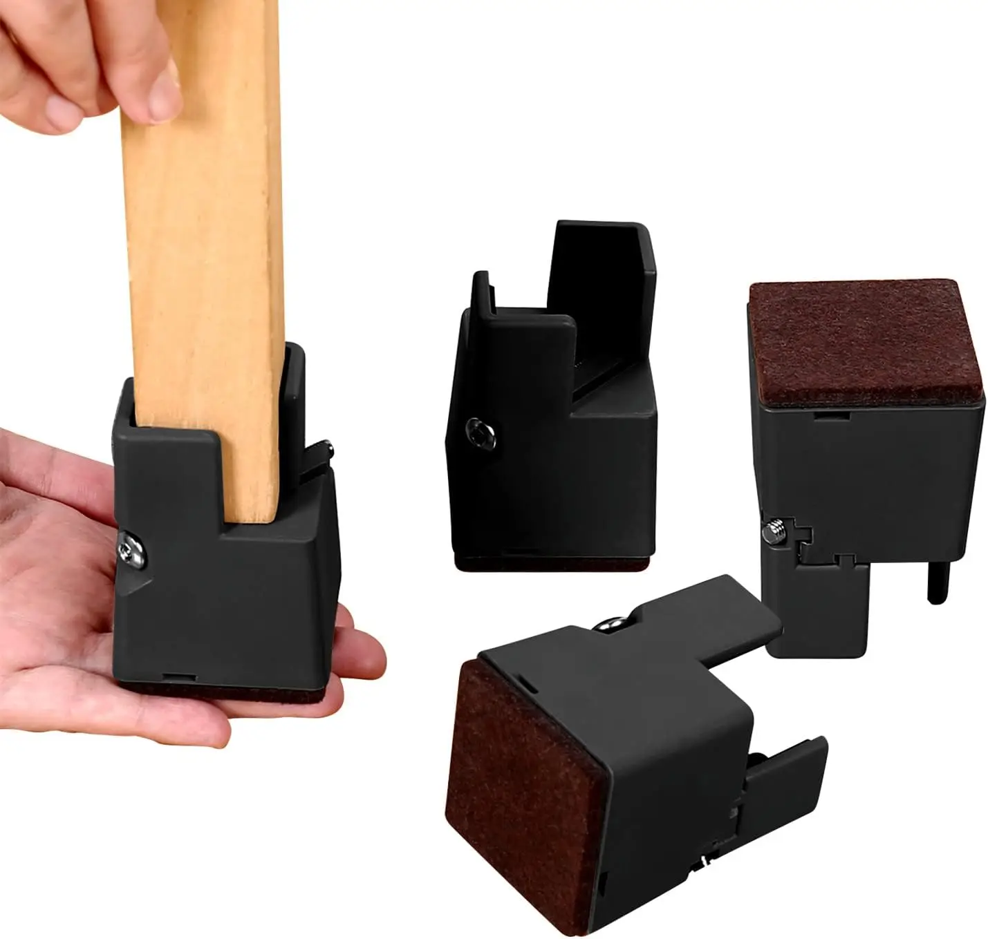 4PCS Adjustable Furniture Leg Clamps Chair Foot Riser Pads Height Increasing 52x102mm Sofa Table Leg Extensions for Home