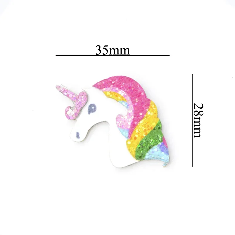 5Pcs Multiple Styles Glitter Fabric Appliques Cartoon Unicorn Horse Padded Patches for DIY Clothes Headwear Hair Clips Decor