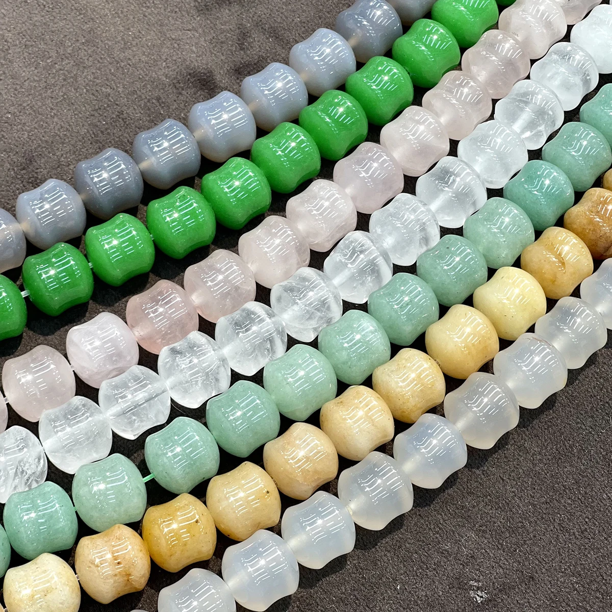 39pcs 10mm Natural Stone Bamboo-Joint Beads Crystal Agate Loose Beads for Jewelry Making DIY Necklaces Bracelets Accessories