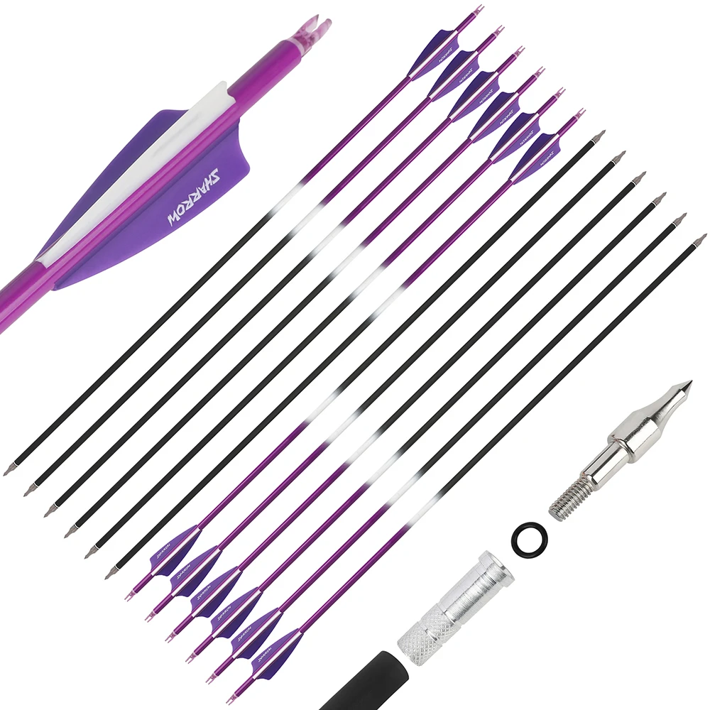 

6/12pcs 80cm Mixed Carbon Arrow ID 6.2mm Spine500 3" Rubber Feather Shield Vanes for Bow Hunting Shooting Accessories