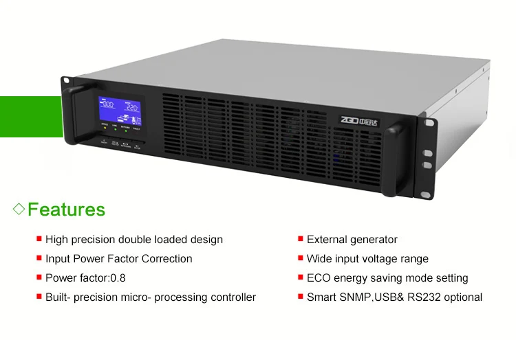 Soporte en rack en línea de alta frecuencia 1kva 2kva 3kva 6kva 10kva UPS