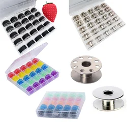 25Pcs Sewing Machine Bobbins Spools Empty Bobbins Spools Sewing Machine Plastic Storage Box For Home Sewing Accessories Tool