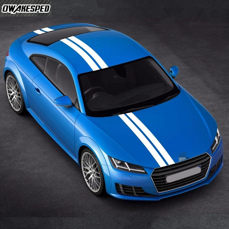 3pcs Racing Sport Stripes Car Hood Roof Tail Decor Sticker For Audi TT TTRS TTS MK1 MK2 MK3 8N 8J 8S Auto Body Vinyl Decals