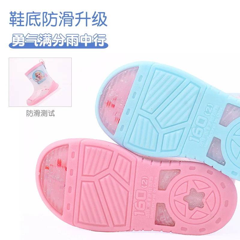 Stivale Frozen per ragazze Disney Cartoon Elsa Princess Stivali lunghi alla moda più scarpe per bambini in velluto