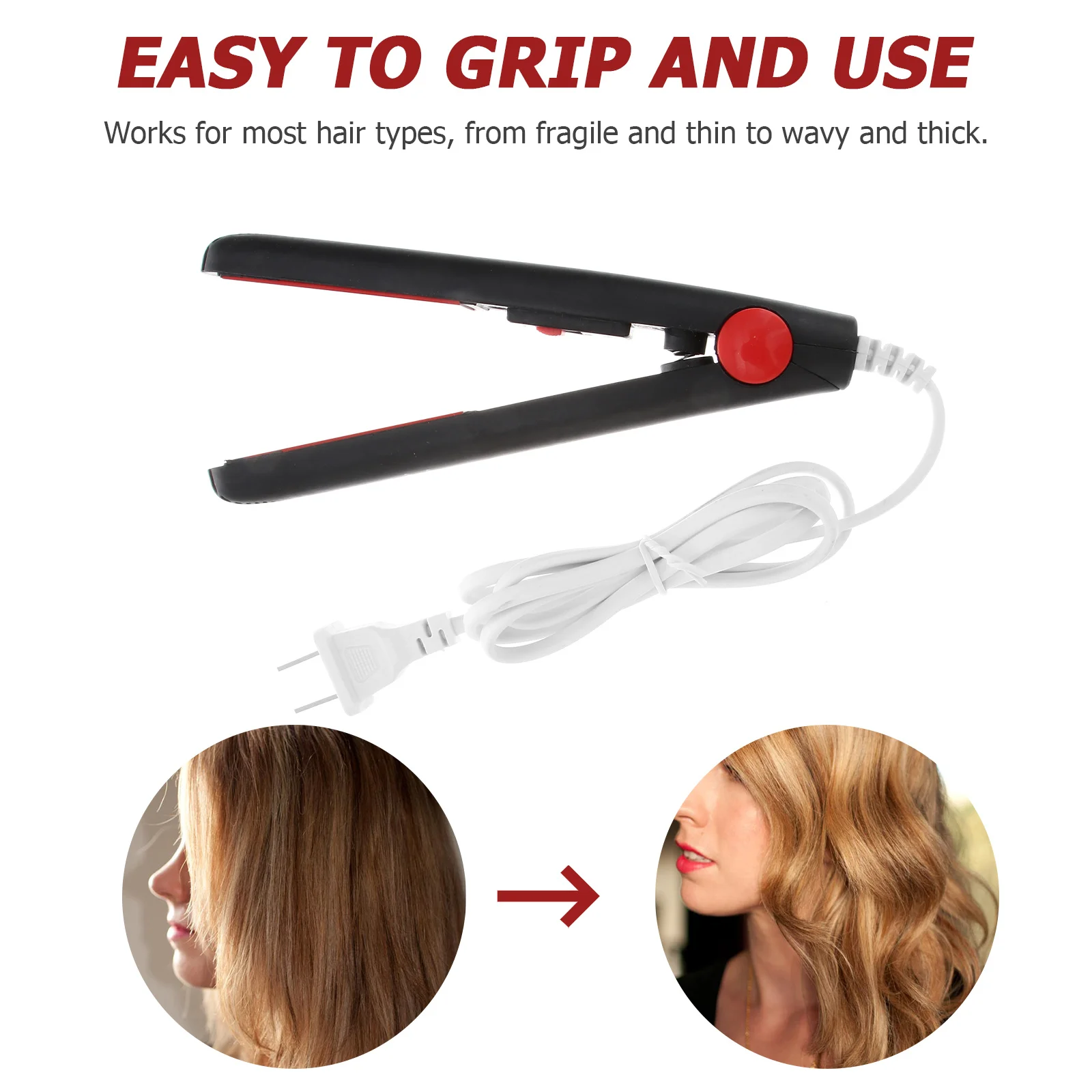 

-Purpose Crimping Tool Crimper Hair Straightener Portable Hair Styling Iron For Travel Lightweight Black