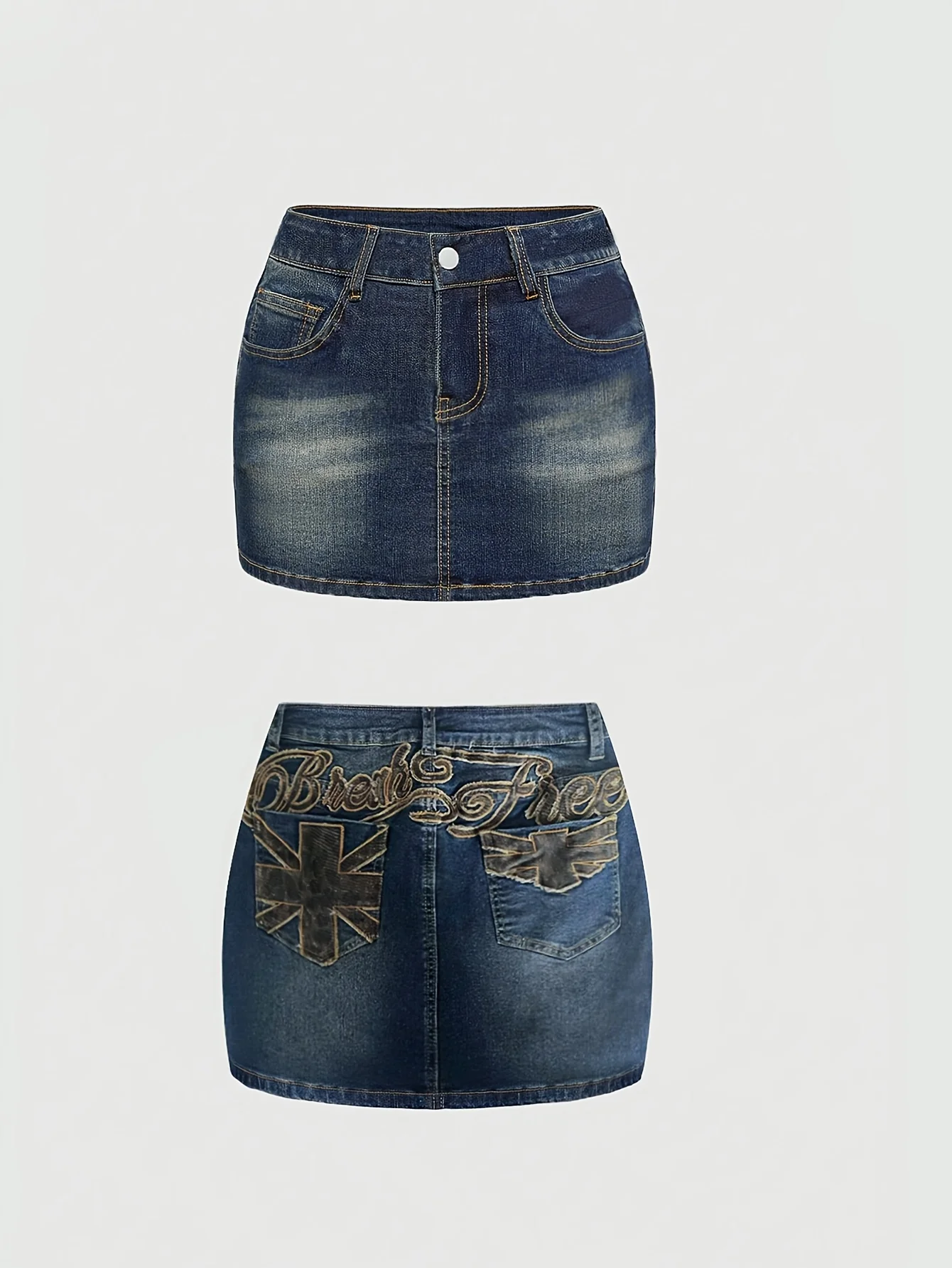 2026 Summer Women's High Waist Letter Print Denim Mini Skirt Y2K Distressed Bodycon Jean Skirt Casual Streetwear for Party Club