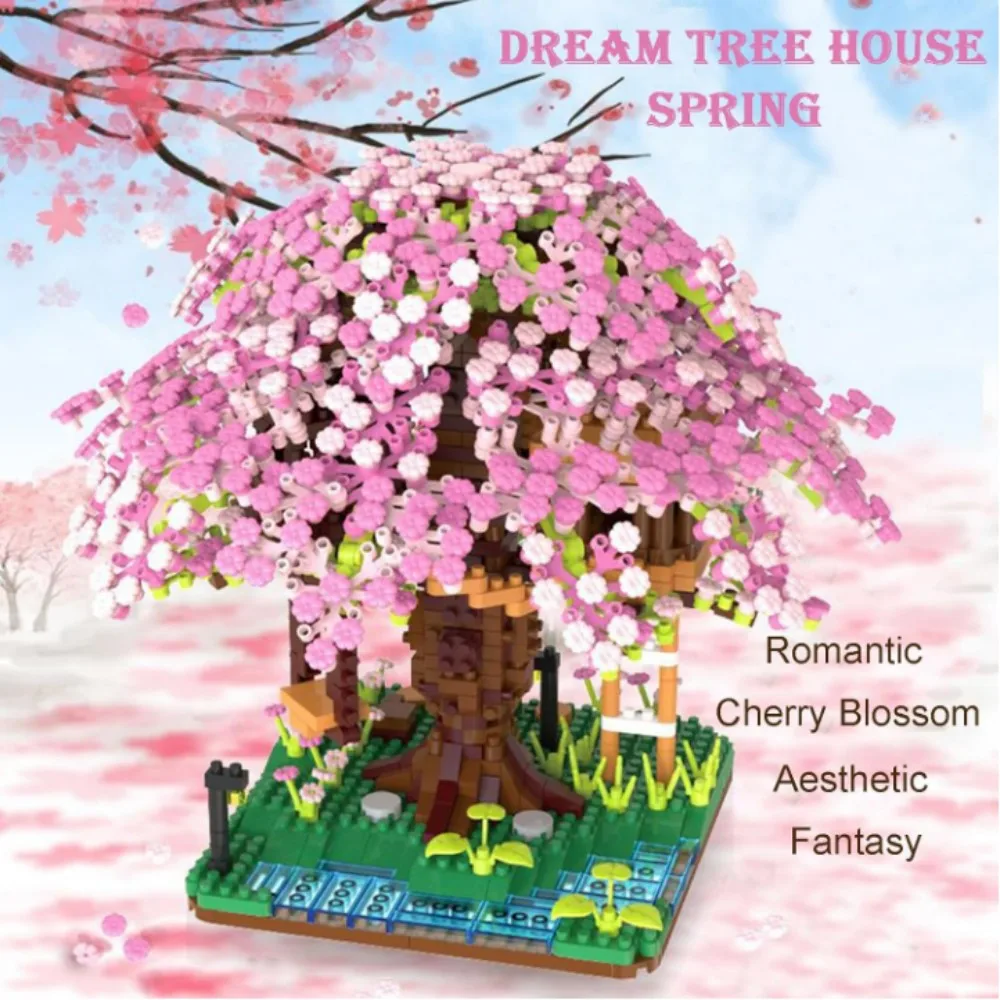 

Набор строительных блоков «Дом на дереве вишни» — весна/лето/осень/зима, серия красивых растений для детей