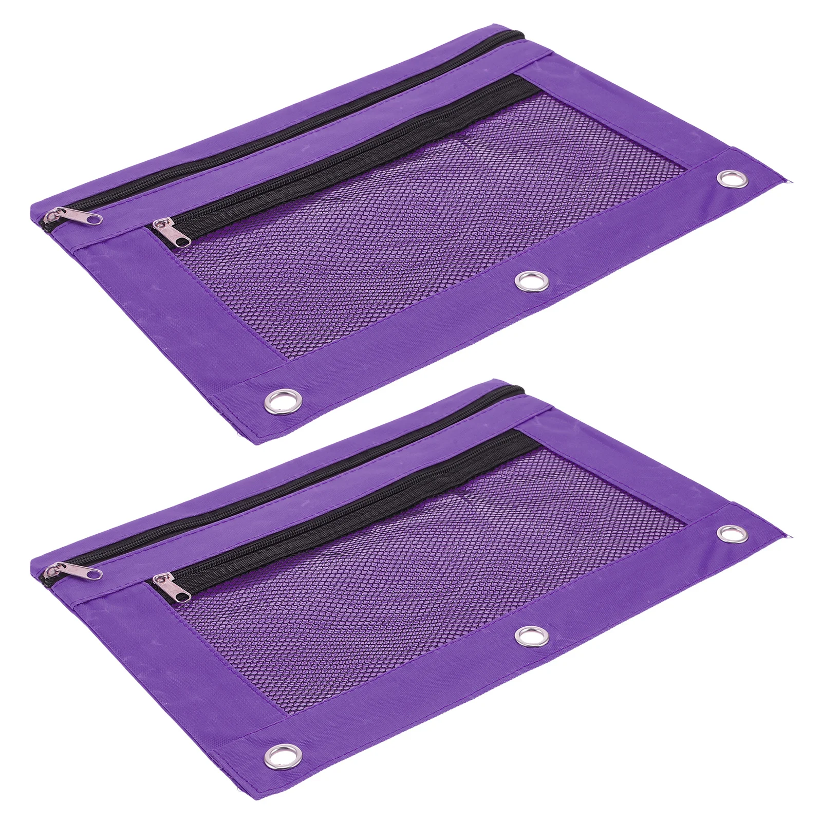 

2Pcs Binder Zipper Pencil Pouch Large Capacity Pencil Case for 3 Ring Binder School Office Stationery Organizer 9.8x7 Purple