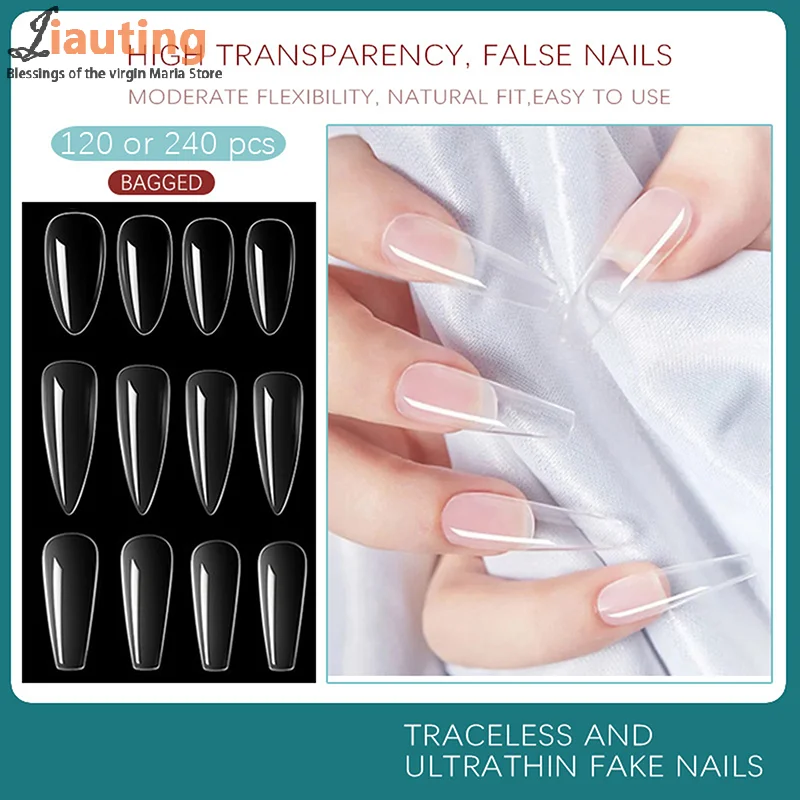 Faux ongles à couverture complète, presse sur les ongles, capsule de gel transparente, plusieurs styles, extension d'ongles, outils d'art des ongles, N64.256, 120 pièces