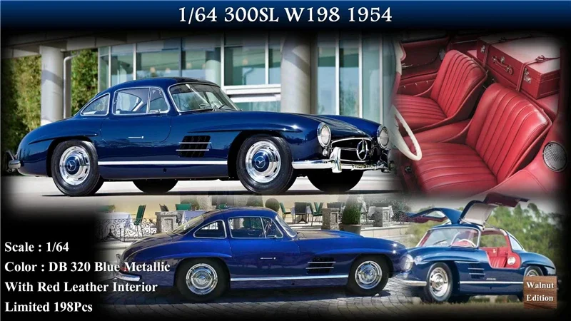 MY64 1:64 300SL W198 1954 Metallic Pink /Blue /Gray Resin Model Car