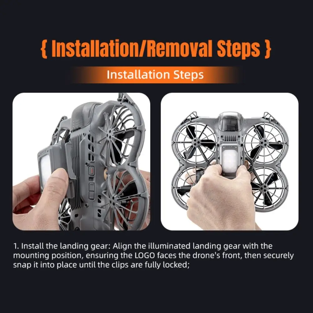 2-IN-1 LED Landing Gear Rechargeable with Flash LED Night Flight Light Lightweight Luminous Landing Gear for DJI NEO 2