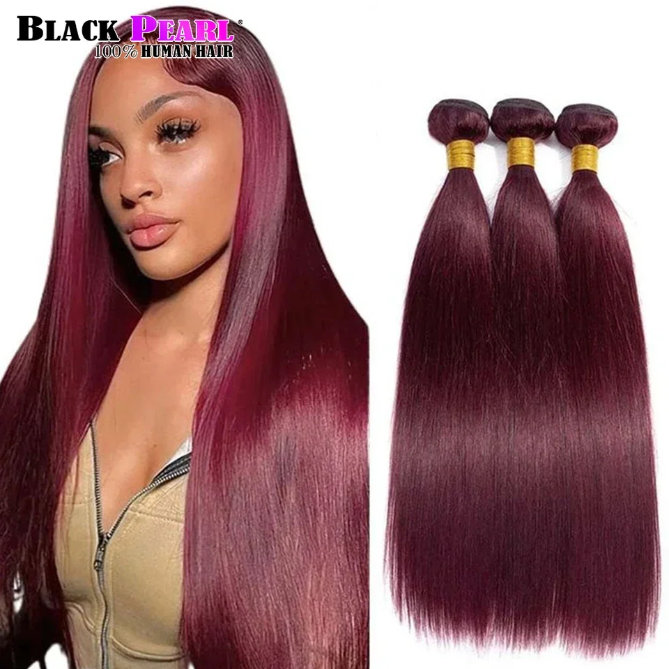 ペルーのストレートヘアエクステンション,レミーの人間の髪の毛,99j,赤ワイン,12a,1個,3個