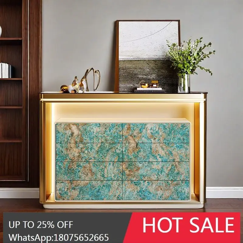 

HLZ Chest of Drawers Bedroom Storage Cabinet Italian Style Light Luxury High-End Feel Wall-Mounted Bedside Storage Cabinet