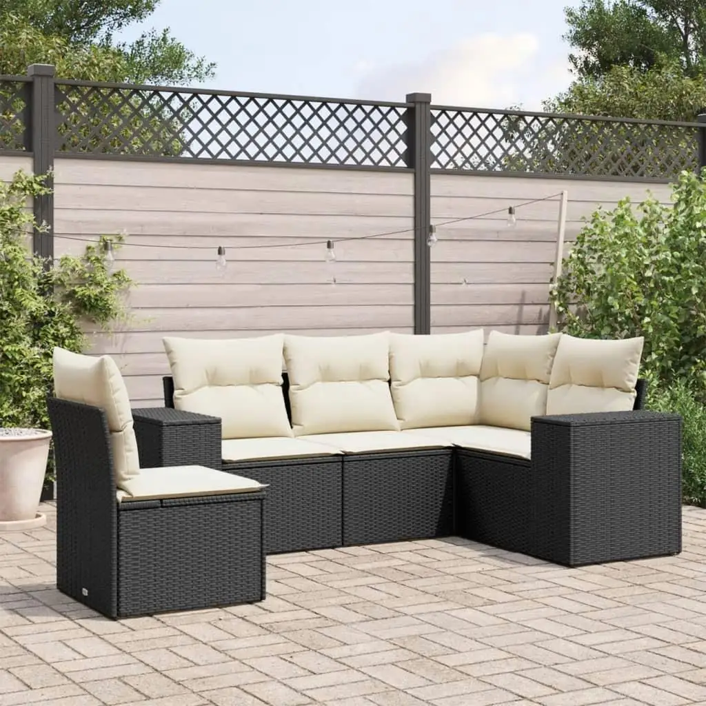 

Garden Sofa Set Black Cream White Outdoor Lounge Furniture Stylish Seating for Patio Garden Backyard Decor