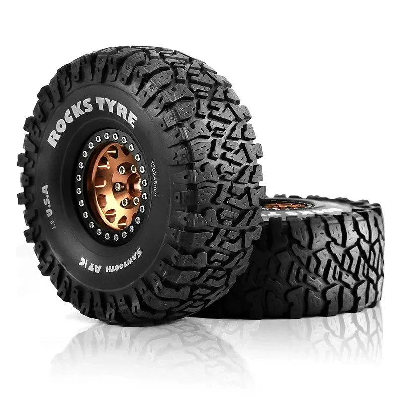 4 ชิ้น 120 มิลลิเมตรโลหะ 1.9 "Beadlock ล้อยางชุดยางสําหรับ 1/10 RC Crawler รถ Traxxas TRX4 RC4WD D90 Axial SCX10 II III MST