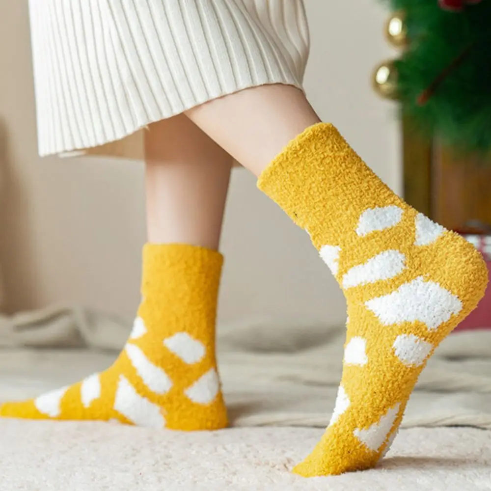 

Cartoon Middle Tube Deer Duck Santa Fashion Design Coral Fleece Socks Floor Socks Christmas Hosiery Women Socks