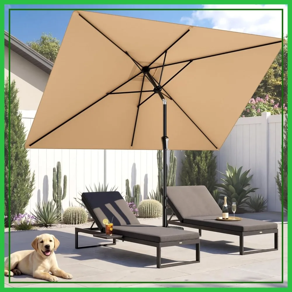 

6.6 x 10 ft Rectangular Patio Umbrella with Tilt, UV Protection for Outdoor Table, Pool, Deck, Backyard
