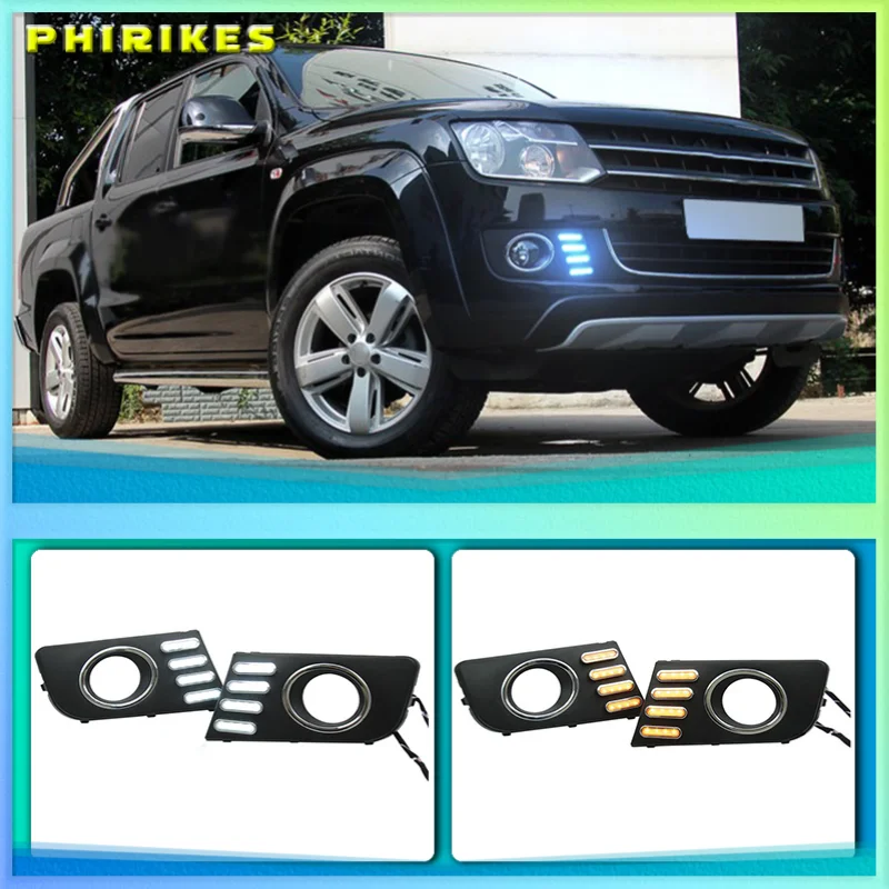 

1 Pair LED DRL Daytime Running Light Fog Lights Turn Signal Lamp For Volkswagen VW AMAROK 2014-2016