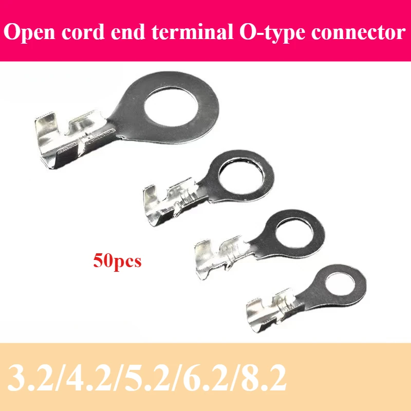 50 pcs/lot O-Type 3.2/4.2/5.2/6.2/8.2 Splice Cold Pressed Car Speaker Male Terminal Tin Plating Cosse Electric Sertir