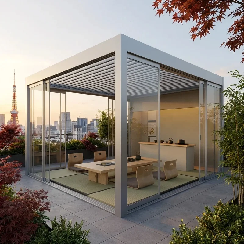 Premium Eco-Friendly Glass House Aluminum Pergola Sliding Luxury Solarium Sunroom Balcony Home Office Garden