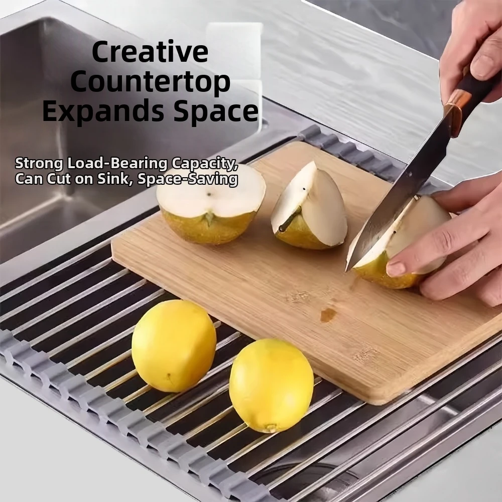 Rustproof Sink Drain Rack Multi-Functional Space Saving Dish Drainer Easy Clean Foldable Kitchen Sink Organizer