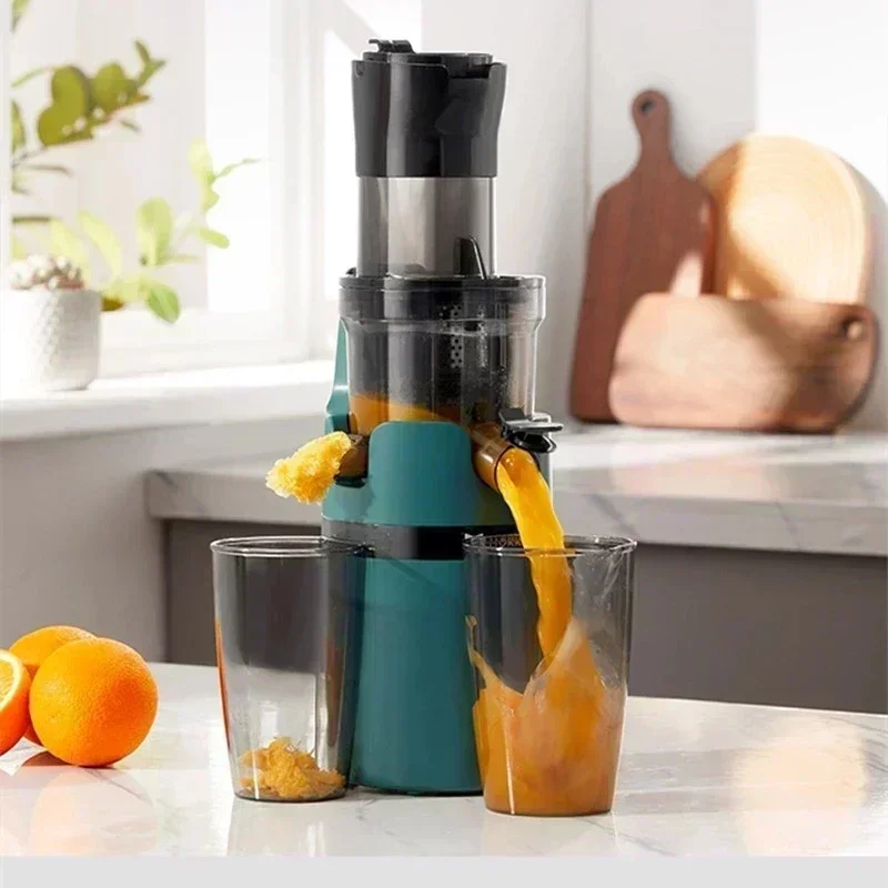 Large-caliber slow juicer spiral cold-pressed juicer residue juice separation filter-free electric fruit juicer