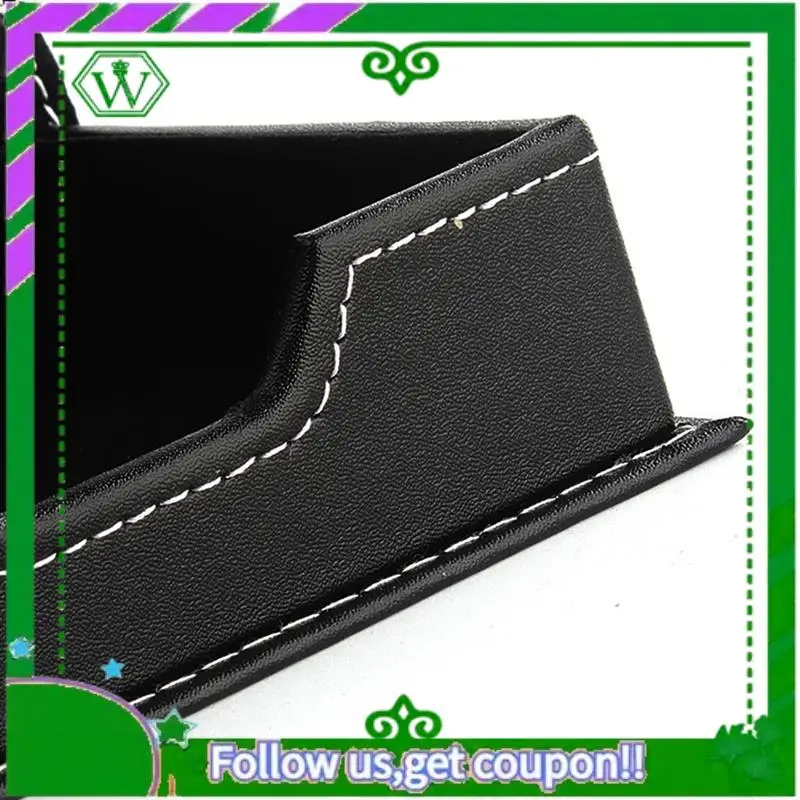 Reliable-Premium PU Leather Desk Organizer Memo Box With Card Holder, Sticky Note Storage For Office A