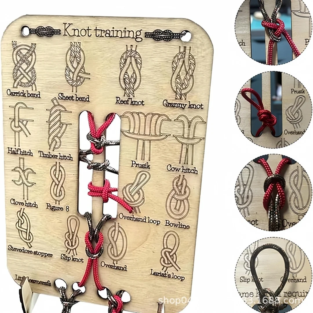 Learn Knot Training Board Kit: Hands-On Practice for Reef/Square Knots in Outdoor Survival, Camping, Scouts & Climbing
