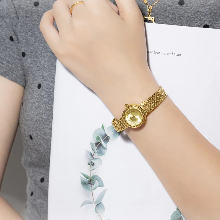 ساعة أذن قمح على الطراز القديم، ذات قيمة عالية، أنيقة وصغيرة، ساعة كوارتز فاخرة راقية للنساء، إكسسوارات نسائية.