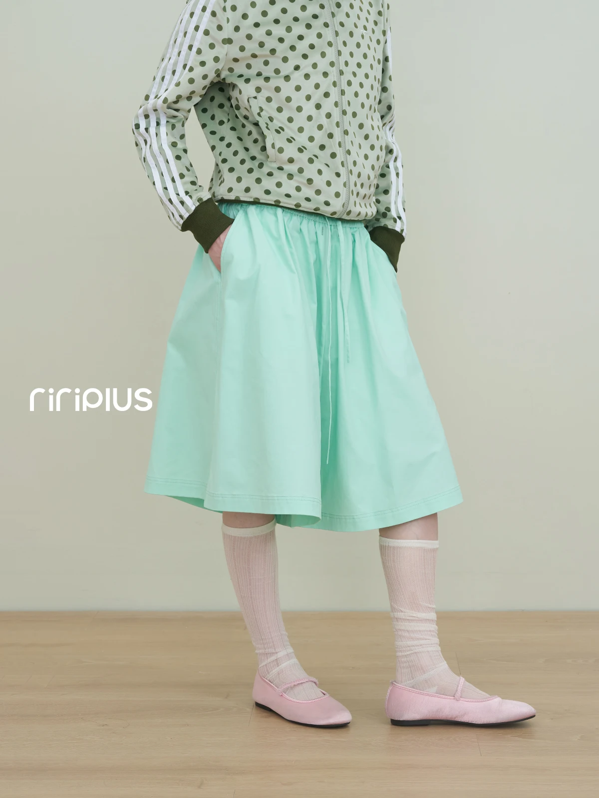 Riverstone plus Candy Colored Five-Quarter Drawstring Wide Leg Casual Pants Women's Autumn New Style Slimming Casual Trousers