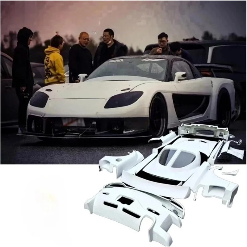 Suitable for FRP Fiber Glass RX7 Body Kit Compatible with RX7 1992 1993 1994 1995 1996 1997 FD3S FT VLS Wide Body Kit Fro