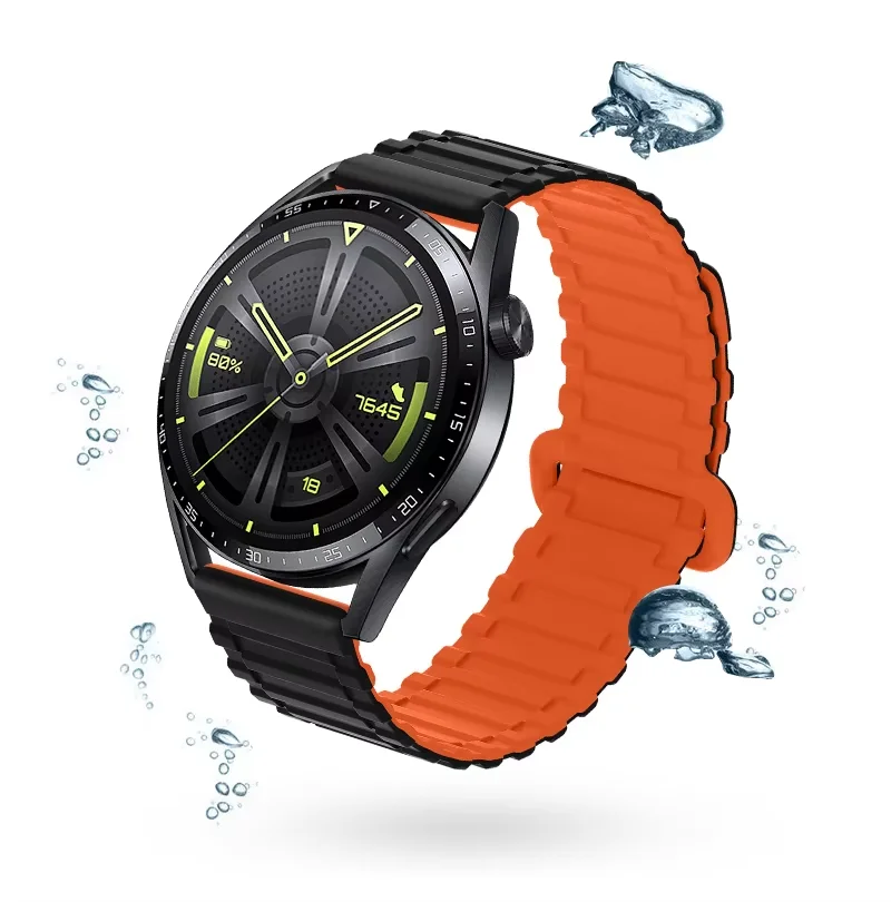 Pulseira de laço magnético de silicone para huawei watch gt 3 pro pulseira para relógio inteligente 20mm 22mm