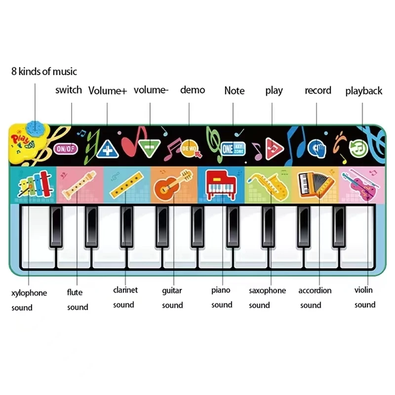 

Music Piano Mat 8 Musical Instrument 8 Sounds Crab Xylophone Multi-function Early Educational Toy Birthday Gift For Kids