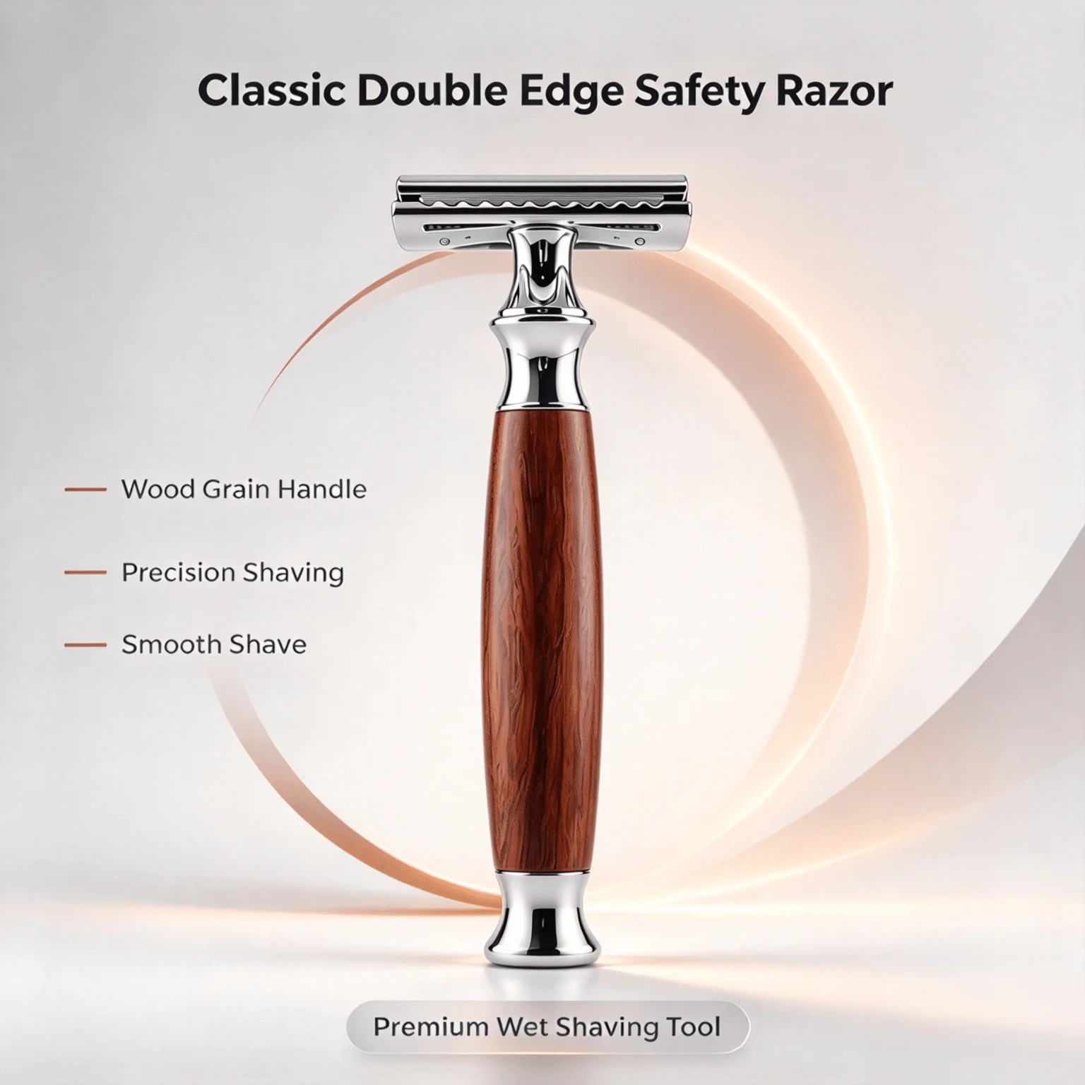 Men Wooden Handle Double Edge Safety Razor Classic Manual Wet Shaving Razor Black Silver 2 Colors Optional Barber Shaver Gift