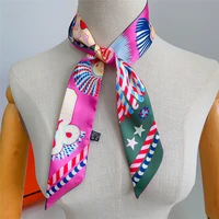 Brand Design Twill 100% Silk Scarf Luxury Fashion Scarf Women Foulard Skinny Bag Scarves New Hot Neckerchief Hair Headband 3