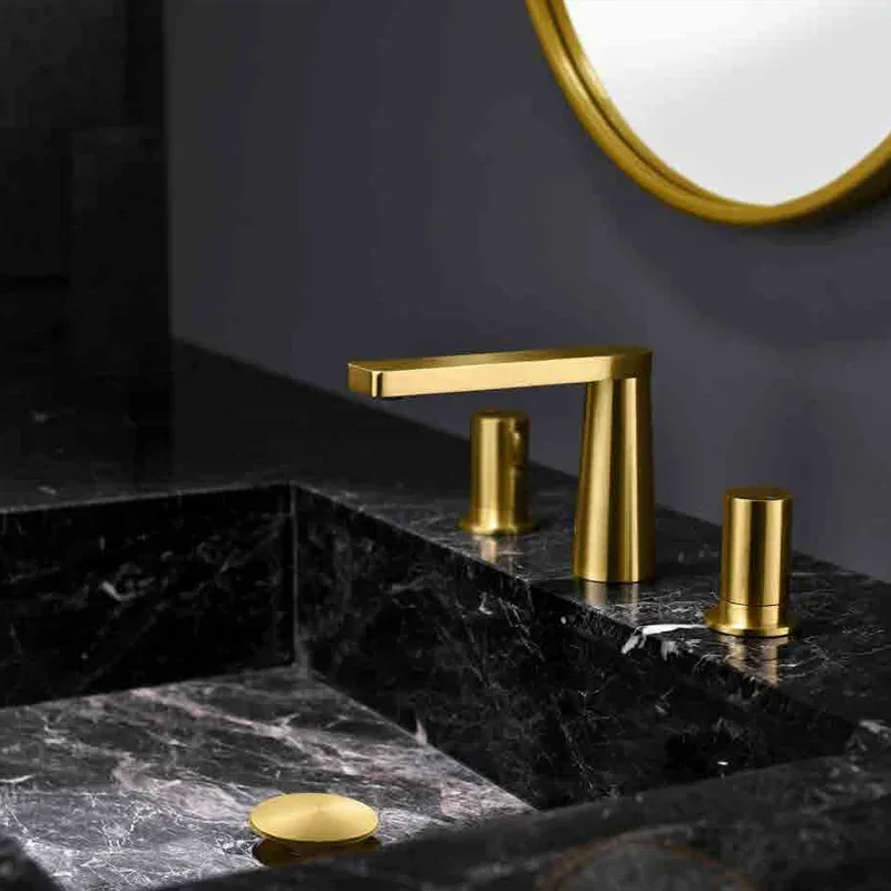 

Wash Basin Faucet Double Handle Three Hole Bathroom Faucet Split Three Piece Cold and Hot Sink Faucet Brass Bathtub Water Taps