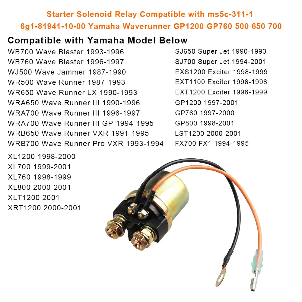 ms5c-311-1 6g1-81941-10-00 Starter Solenoid Relay For Yamaha Waverunner GP1200 GP760 500 650 700 OEM 6g1-81941-00-00