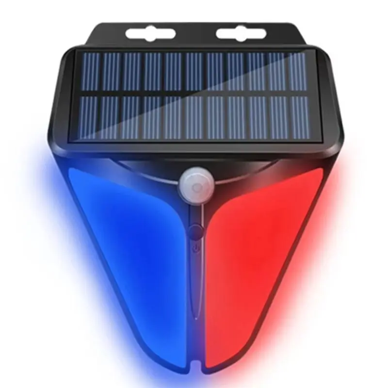 B03B-Outdoor Solar Alarms Light 4 Mode Motion Sensor Wall Lights Waterproof Flash Sound And Light Warning Security 2Pc