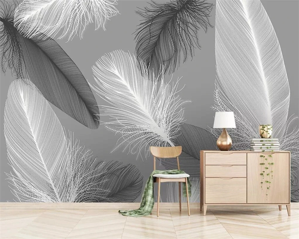 Customized wallpaper modern Nordic feather 3D mural Living room sofa TV background wall bedroom restaurant home decoration photo