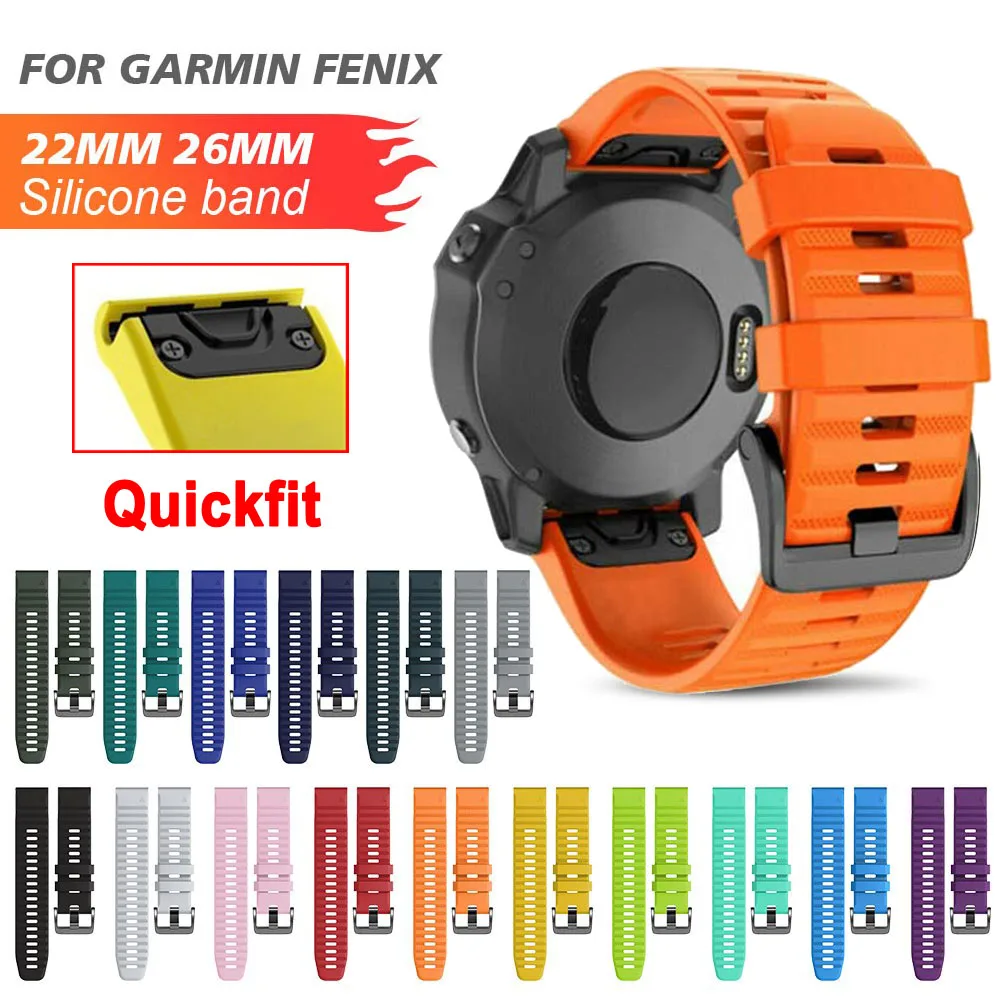 20 22 26Mm Dây Silicon Dây Đeo Dành Cho Garmin Fenix 7 7X 7S 6X 6S 6Pro 5X 5plus 3HR Đồng Hồ Vòng Tay Dây QuickFit Dây Đai