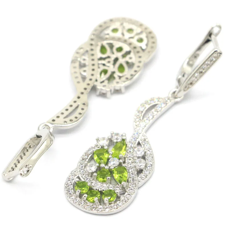 

SheCrown 53x15mm Multi Color Violet Tanzanite Tourmaline Green Peridot White CZ Silver Earrings