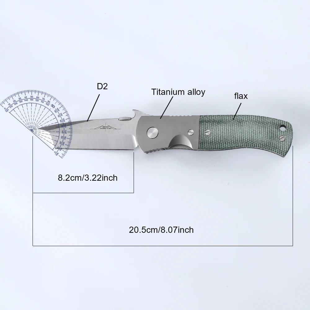 D2 Steel Satin Stonewash Blade Linen Handle Pocket Folding Knife Survival Camping EDC Pocket Tool CQC-7