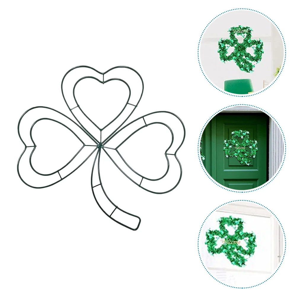 

2 Pcs Green Shamrock Tinsel Garland Four Leaf Hoop Decoration Heart Wreath Frame Party Supply Headband White