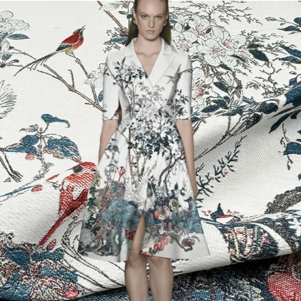 

135x140 см жаккардовая парчовая ткань для костюма, полиэстер, материал для шитья, ветровка Hanfu, ткань для одежды