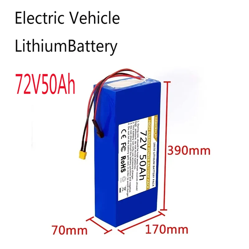 

72V 50Ah battery Lithium Battery Pack 84V Electric Bicycle Scooter Motorcycle BMS 3000W High Power Battery 3A Charger