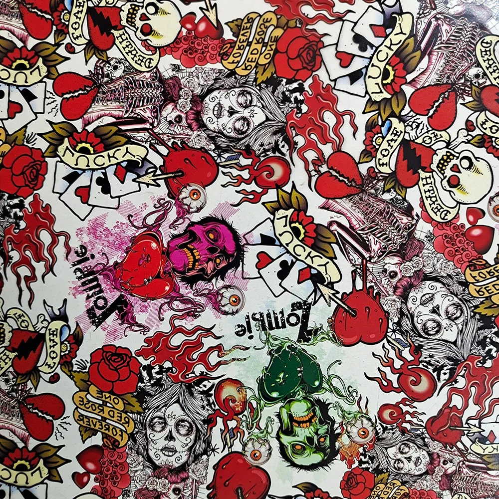 Free Shipping! 2M/6M/10M/20M Length Skull Watertransfer Printing 50CM Width Hydrographic Film Liquid Image H2024