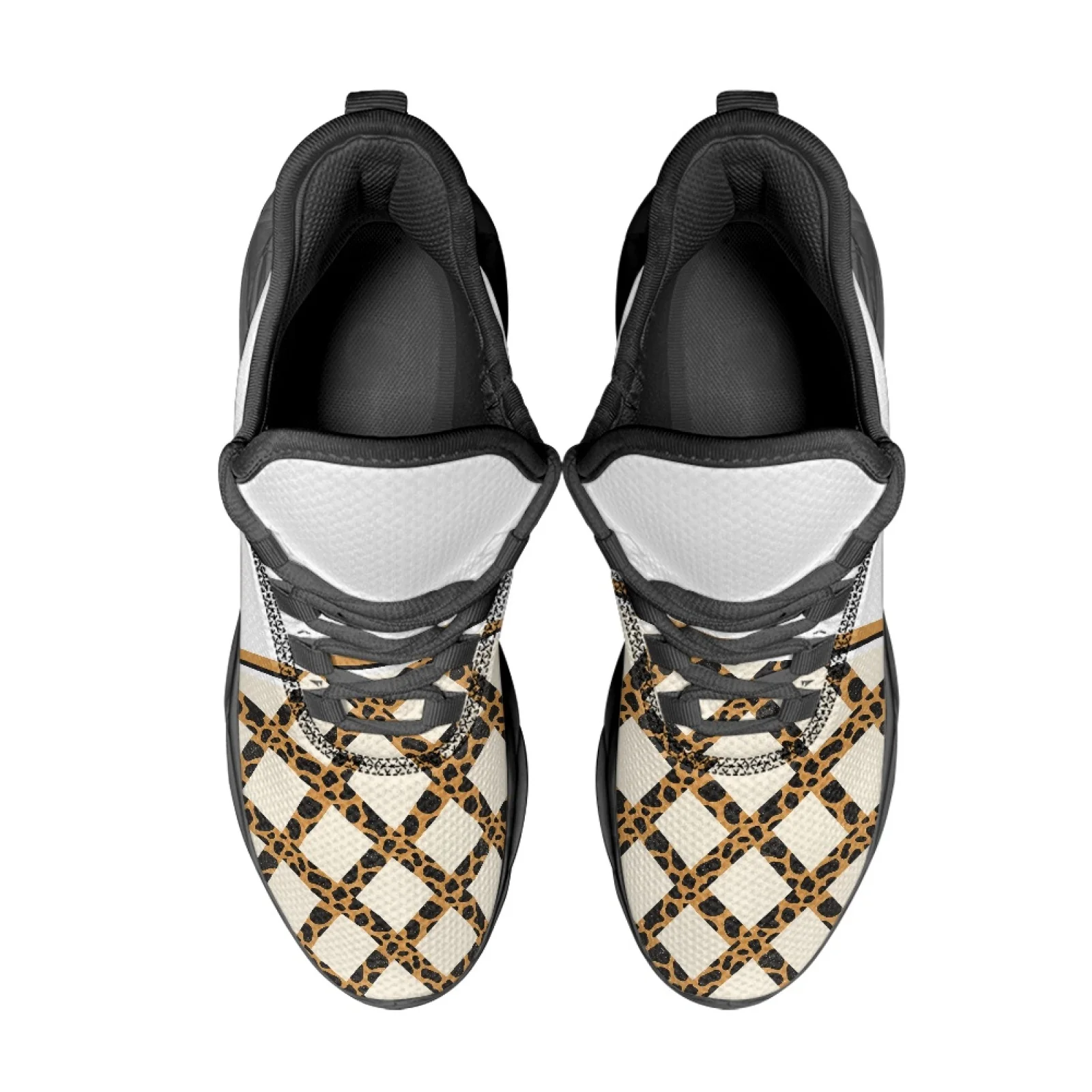 PENSTROLL Leopard Checkered Blade Running Shoes Mesh & EVA Mens Running Shoes Casual Athletic Sneakers for Hiking
